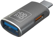 Изображение товара Адаптер OTG USB Type-C для подключения периферии PERO PRAD16BL серый
