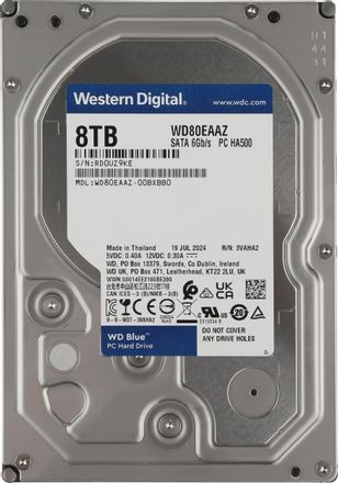 8ТБ Жесткий диск WD Blue WD80EAAZ, SATA III, 3.5