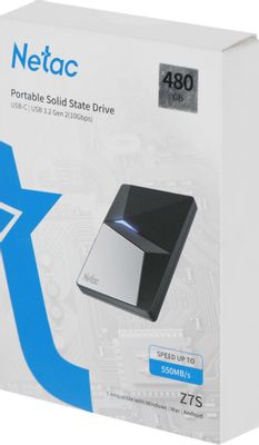 480ГБ Внешний диск SSD NETAC Z7S NT01Z7S-480G-32BK, USB-C, запись