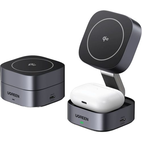 Беспроводное зарядное устройство UGREEN W702, USB-C, 15Вт, 3A, серый [35316]