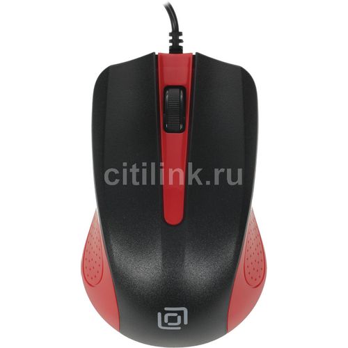 Мышь проводная Oklick 225M, оптическая, USB, 1200dpi, черный и красный [288237]