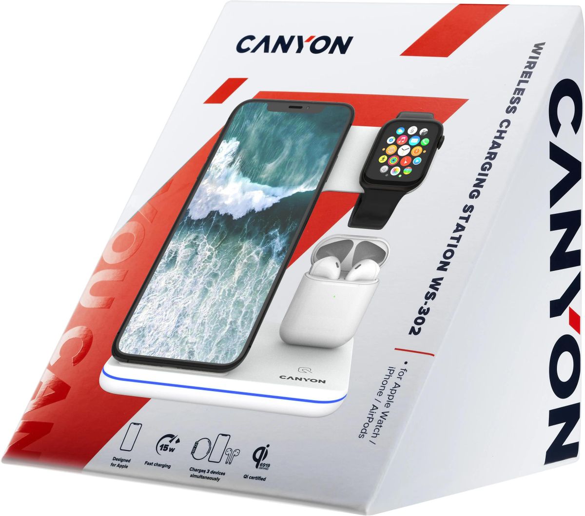 Беспроводное зарядное устройство Canyon WS-302, USB, microUSB/USB type-C,  15Вт, 2A, белый [cns-wcs302w] – купить в Ситилинк | 1484897