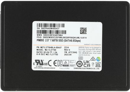 7.68ТБ SSD накопитель Samsung PM893 MZ7L37T6HBLA-00A07 2.5", SATA III, SATA, oem