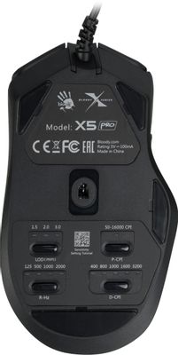 Мышь проводная A4TECH Bloody X5 Pro, игровая, оптическая, USB, 16000dpi ...
