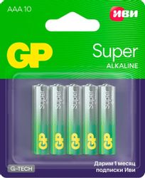Изображение товара AAA Батарейка GP Super Alkaline 24A/IVI-2CR10, 10 шт. Изображение товара AAA Батарейка GP Super Alkaline 24A/IVI-2CR10, 10 шт.