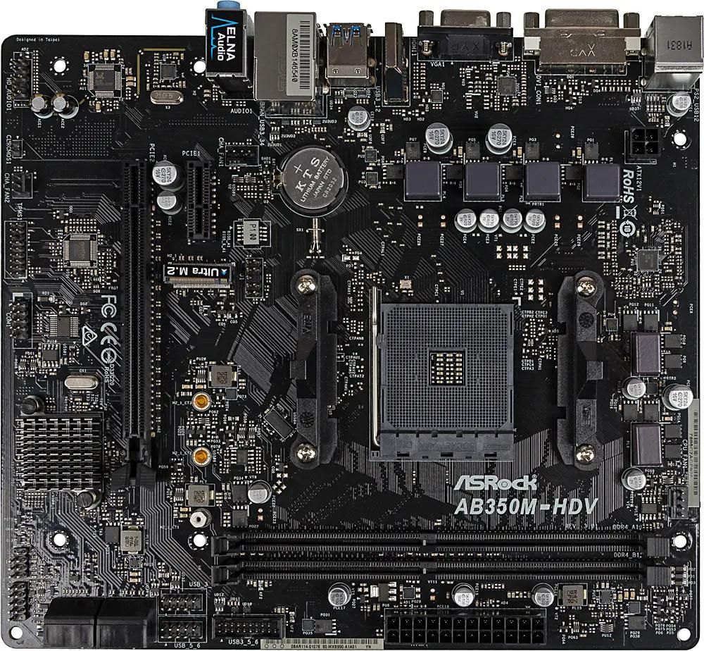 ASRock AB350M HDV R3.0 SocketAM4 AMD B350 mATX Ret 1110136