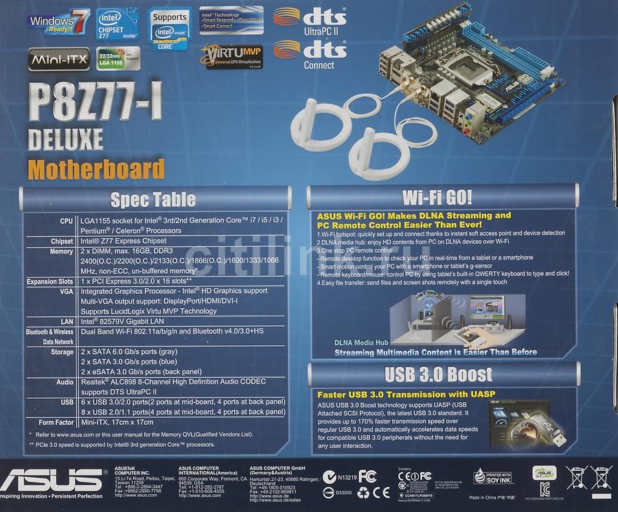ASUS P8Z77 I DELUXE LGA 1155