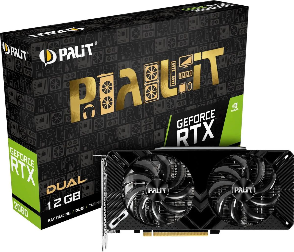 Видеокарта Palit NVIDIA GeForce RTX 2060 PA-RTX2060 DUAL12G 12ГБ GDDR6, Ret  [ne62060018k9-1160c] – купить в Ситилинк | 1642608