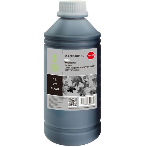 Чернила Cactus CS-I-PFI107BK-1L PFI-107, для Canon, 1000мл, черный