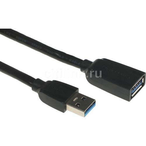 Кабель-удлинитель USB3.0 VENTION VAS-A45-B150, USB 3.0 A(m) (прямой) — USB 3.0 A(f) (прямой), круглое, 1.5м, черный