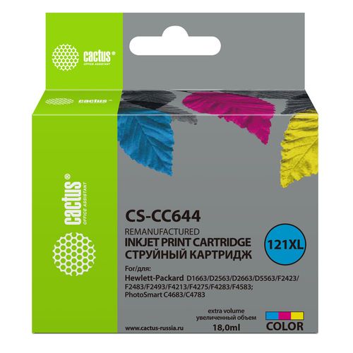 Картридж Cactus CS-CC644, №121XL, многоцветный / CS-CC644
