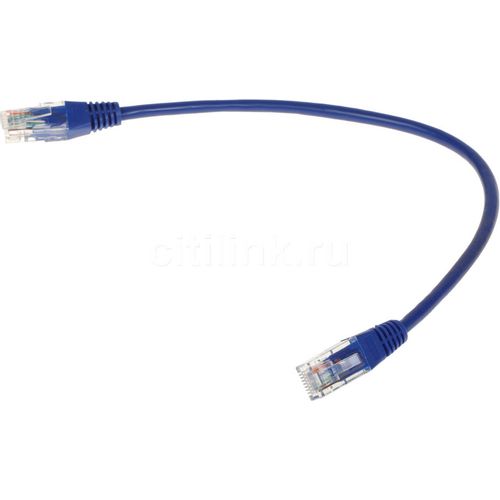 Патч-корд LanMaster вилка RJ-45, вилка RJ-45, кат.5E, ПВХ, 0.3м, синий [twt-45-45-0.3-bl]