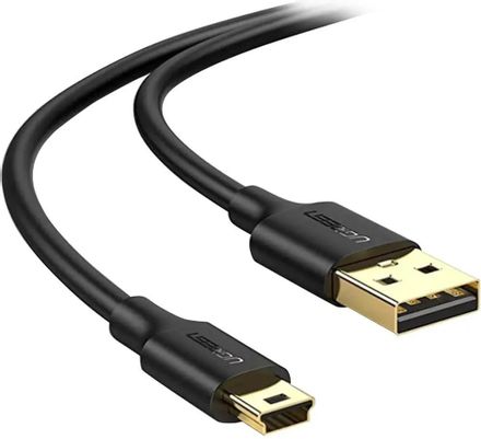 Кабель UGREEN US132,  USB 2.0 A(m) -  mini USB B (m),  GOLD ,  ферритовый фильтр ,  0.5м,  черный [10354]