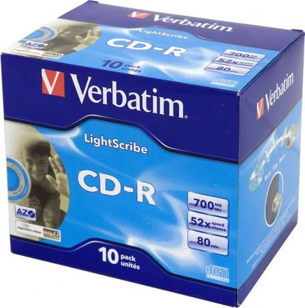 Оптический диск CD-R Verbatim 700МБ 52x, 10шт., jewel case [43 537]