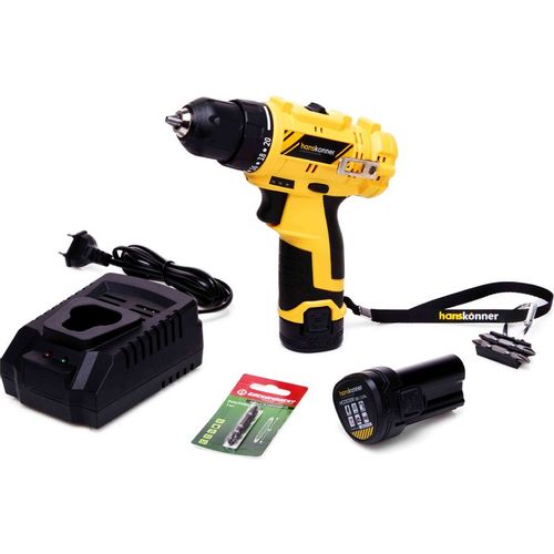 Дрель-шуруповерт HANSKONNER HCD1230R, 2Ач, с двумя аккумуляторами