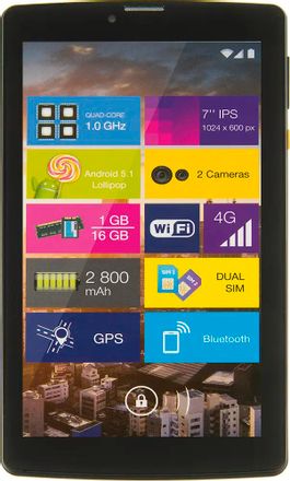 7" Планшет Digma CITI 7901 4G 1/16 GB MTK8735 4G, 1024 x 600, Android 5.1, черный [cp7065mg]