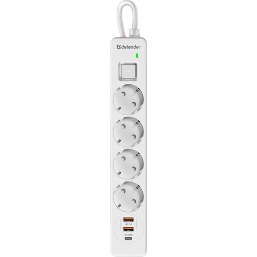Сетевой фильтр Defender DFS 141, 1.5м, белый [99433]