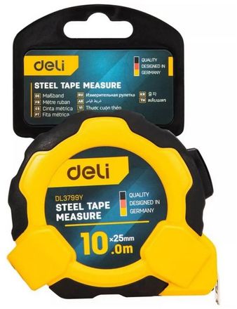 Рулетка строительная Deli DL3799, 10м x25мм, с автостопом