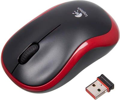 Обзор товара мышь Logitech M185, оптическая, беспроводная, USB, черный и  красный [910-002240] (626878) в интернет-магазине СИТИЛИНК