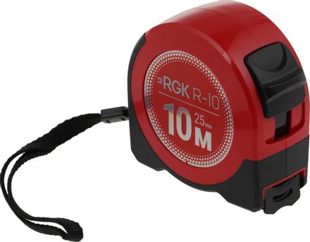 Рулетка строительная RGK R10,  10м x25мм,  с поверкой [755986]
