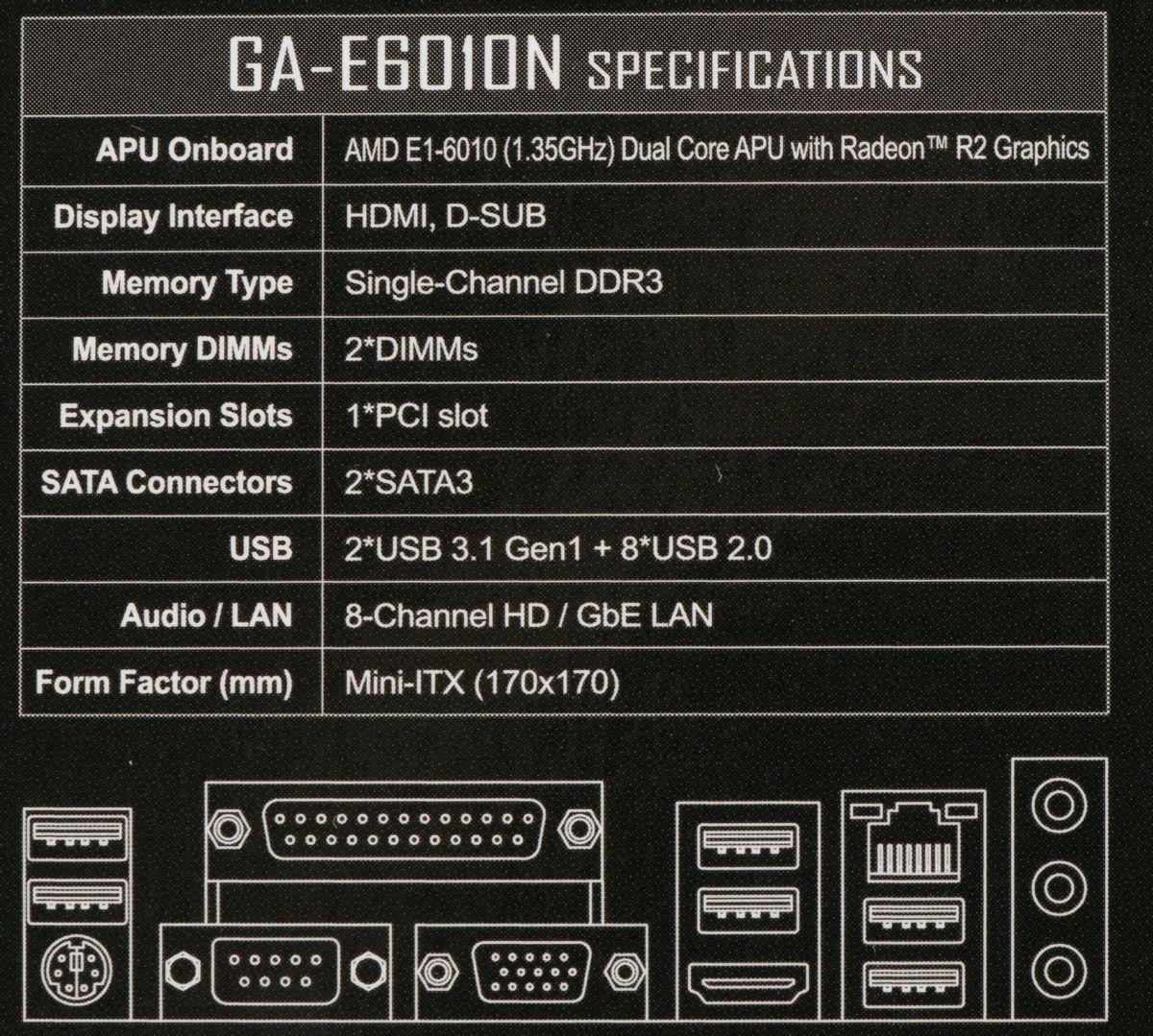 Отзывы на Материнская плата GIGABYTE GA-E6010N, mini-ITX, Ret в  интернет-магазине СИТИЛИНК (1399200)