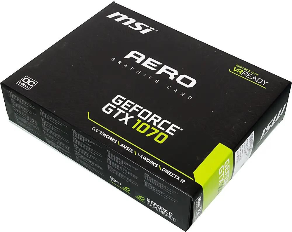 MSI NVIDIA GeForce GTX 1070 GeForce GTX 1070 AERO 8G OC 8 GDDR5 OC Ret 380169