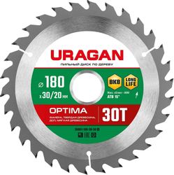 Пильный диск URAGAN Optima, 180мм, по дереву