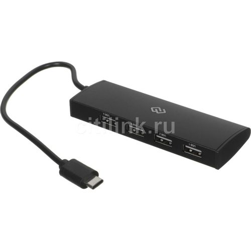 Хаб (разветвитель) Digma HUB-4U2.0-UC-B, черный