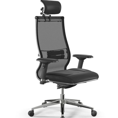 Кресло МЕТТА Samurai SL-3, сетка/экокожа, до 150кг, синхромеханизм, регулируемые 4D подлокотники, черный