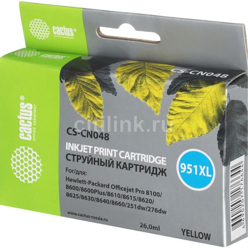 Картридж Cactus CS-CN048, №951XL, желтый / CS-CN048
