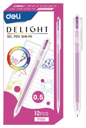 Упаковка ручек гелевых Deli Delight EG118-PK корп.прозрачный чернила розовый