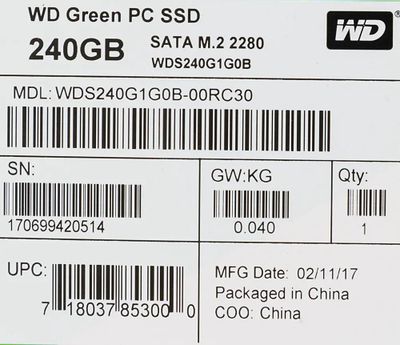 SSD WD Green WDS240G1G0B 240 M.2 2280 SATA III