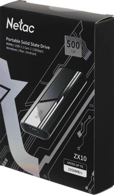 500ГБ Внешний диск SSD NETAC ZX10 NT01ZX10-500G-32BK, USB-C