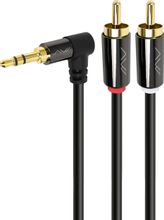 Изображение товара Кабель аудио CAWEON GJ,  Jack 3.5 (m)  (Г-образный) -  1хRCA (m),  медь луженая, 3м, GOLD,  черный [gj-3m]