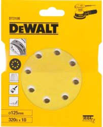 Круг шлифовальный 10 шт. DeWALT DT3108-QZ, 125мм, по дереву