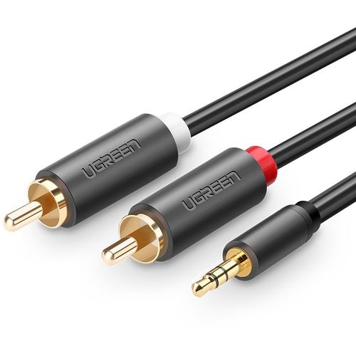 Кабель аудио UGREEN AV102, Jack 3.5 (m) — 2xRCA (m/f), 1м, серый [10772]