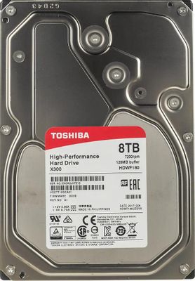 Жесткий диск Toshiba X300 HDWF180UZSVA,  8ТБ,  HDD,  SATA III,  3.5"