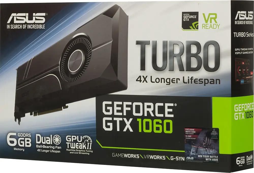 Характеристики Видеокарта ASUS NVIDIA GeForce GTX 1060 TURBO