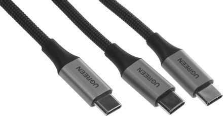 Кабель UGREEN US561,  USB Type-C (m) -  2x USB Type-C (m),  1.5м,  5A,  черный [35087]