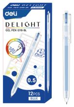 Изображение товара Упаковка ручек гелевых Deli Delight EG118-BL автоматическая корп.прозрачный чернила синий