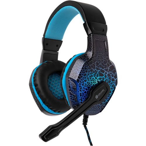 Гарнитура игровая Oklick HS-L400G ZEUS, для компьютера, мониторные, проводные, черный / синий [359480]