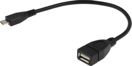 Кабель micro USB (m) - USB (f), 0.2м, черный