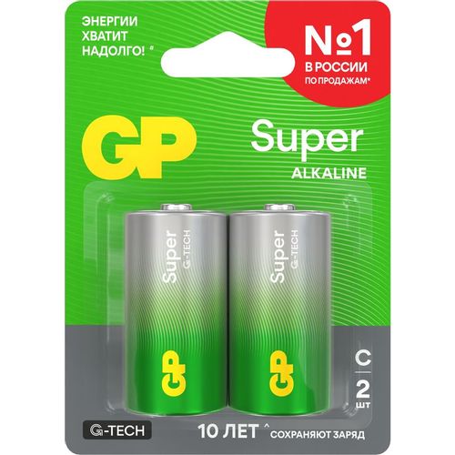 C Батарейка GP Super G-Tech Alkaline 14A LR14, 2 шт.