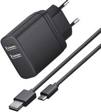 Изображение товара Сетевое зарядное устройство BORASCO 2xUSB-A microUSB 15Вт черное