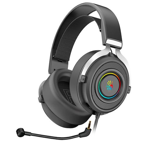 Гарнитура игровая A4TECH Bloody G535P, для компьютера, мониторные, проводные, черный / серебристый [g535p 4pin+usb/black+silver]