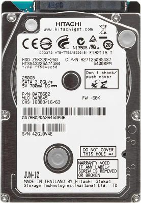 Жесткий диск Hitachi Travelstar Z5K320 HTS543225A7A384,  250ГБ,  HDD,  SATA II,  2.5"(Б/У)