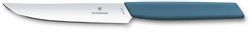 Нож кухонный Victorinox Swiss Modern, столовый, для стейка, 120мм, заточка прямая, стальной, синий
