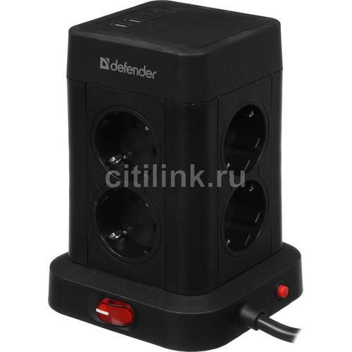 Сетевой фильтр Defender ILS 453, 3м, черный [99631]