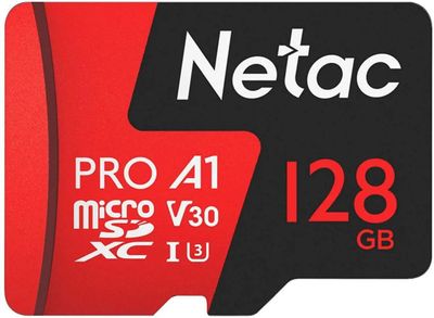 Карта памяти microSDXC UHS-I U3 NETAC P500 Extreme Pro 128 ГБ, 100 МБ/с, Class 10, NT02P500PRO-128G-R,  1 шт., переходник SD