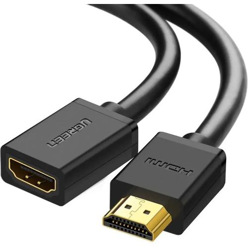 Кабель аудио-видео UGREEN HD107, HDMI (m) — HDMI (f), ver 2.0, 1м, GOLD, ф/фильтр, черный [10141]